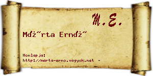 Márta Ernő névjegykártya